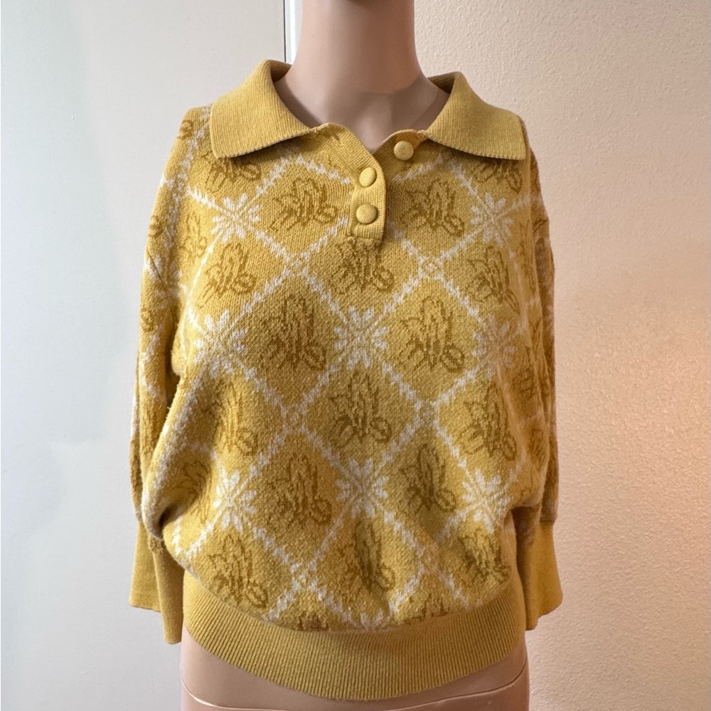 Yellow Patterned Women's Sweater